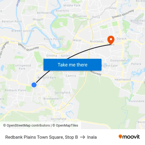 Redbank Plains Town Square, Stop B to Inala map