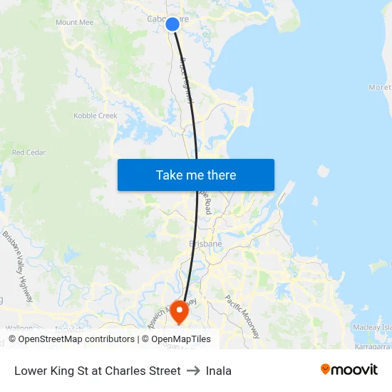 Lower King St at Charles Street to Inala map