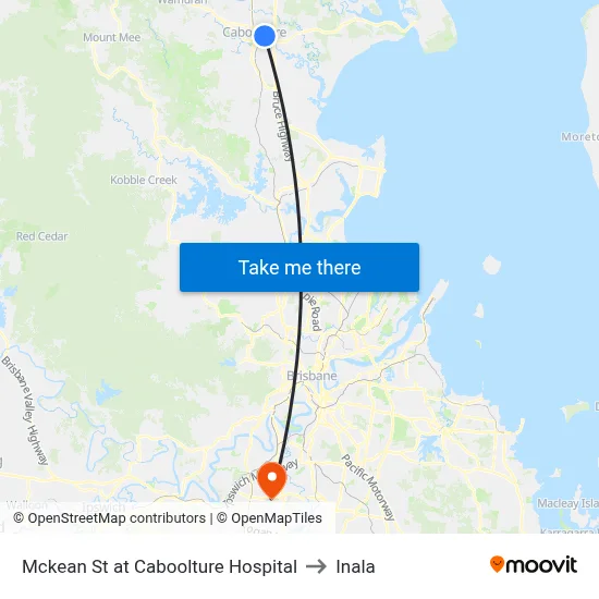 Mckean St at Caboolture Hospital to Inala map