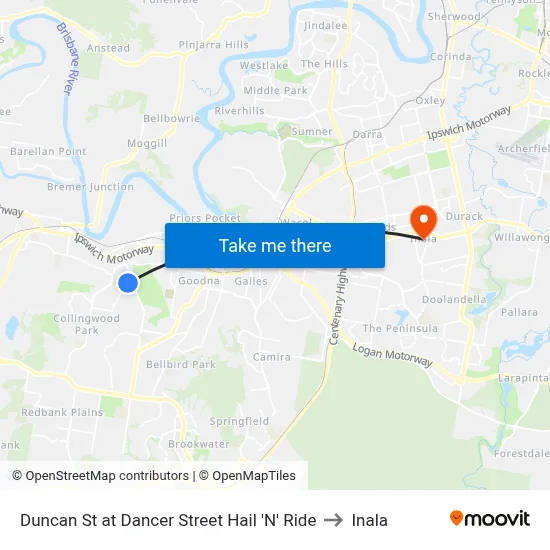 Duncan St at Dancer Street Hail 'N' Ride to Inala map