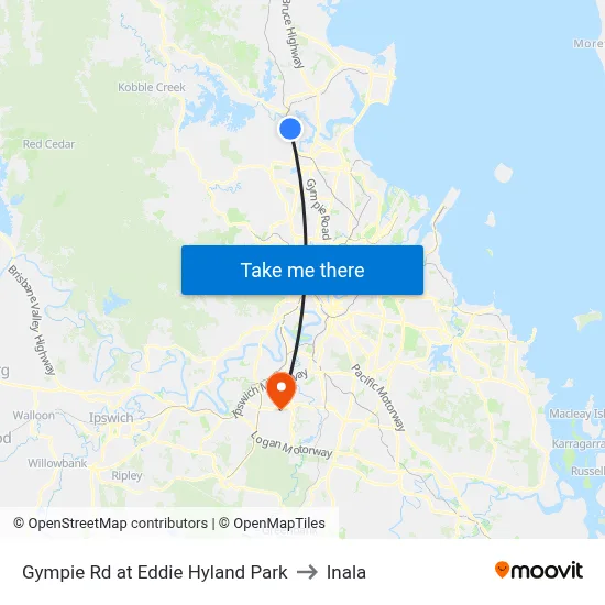 Gympie Rd at Eddie Hyland Park to Inala map