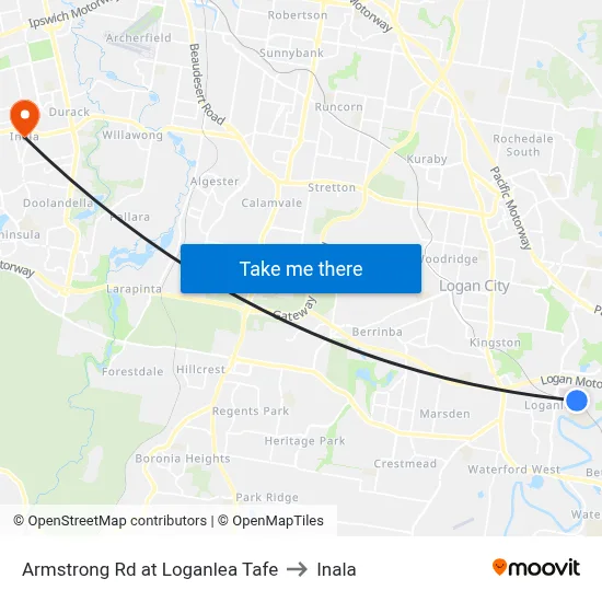Armstrong Rd at Loganlea Tafe to Inala map