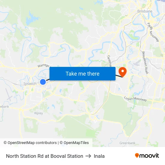 North Station Rd at Booval Station to Inala map