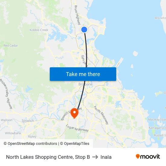 North Lakes Shopping Centre, Stop B to Inala map