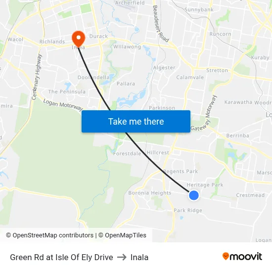 Green Rd at Isle Of Ely Drive to Inala map