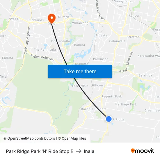Park Ridge Park 'N' Ride Stop B to Inala map