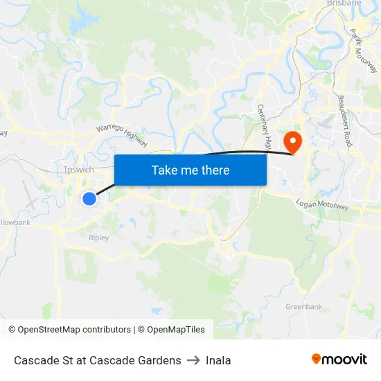 Cascade St at Cascade Gardens to Inala map
