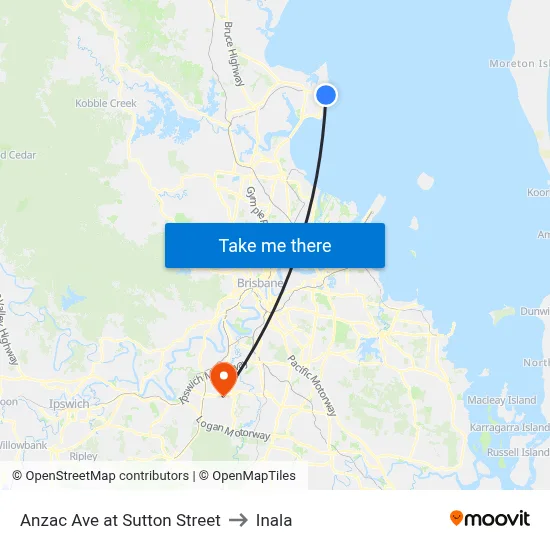 Anzac Ave at Sutton Street to Inala map