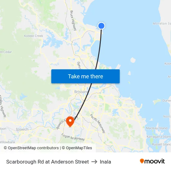 Scarborough Rd at Anderson Street to Inala map