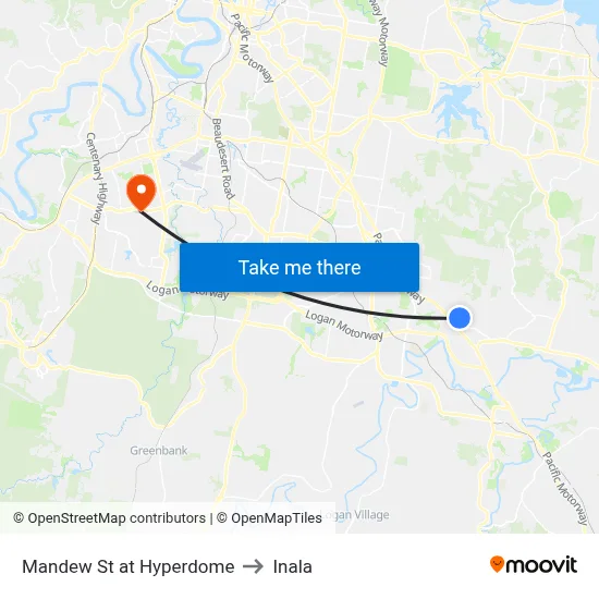 Mandew St at Hyperdome to Inala map