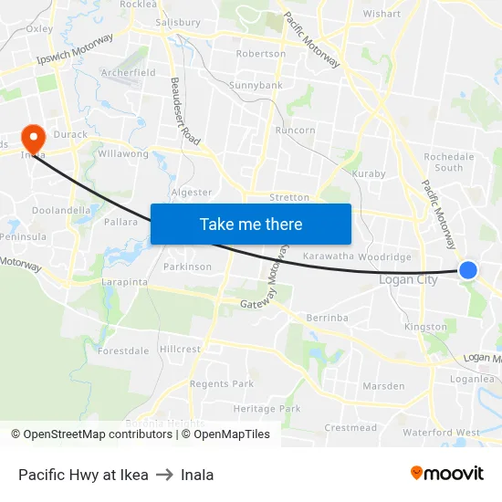 Pacific Hwy at Ikea to Inala map