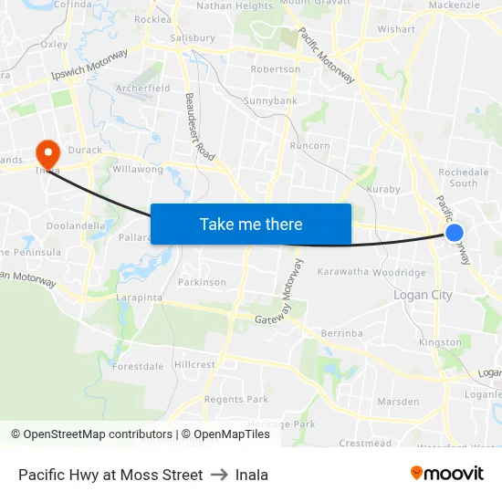 Pacific Hwy at Moss Street to Inala map
