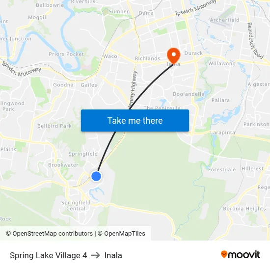 Spring Lake Village 4 to Inala map