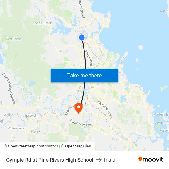 Gympie Rd at Pine Rivers High School to Inala map