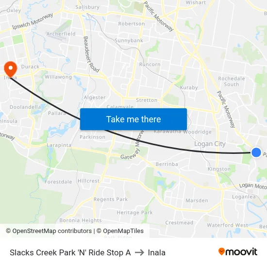 Slacks Creek Park 'N' Ride Stop A to Inala map