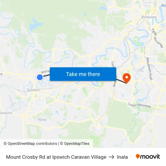 Mount Crosby Rd at Ipswich Caravan Village to Inala map