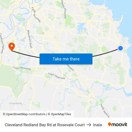 Cleveland Redland Bay Rd at Rosevale Court to Inala map