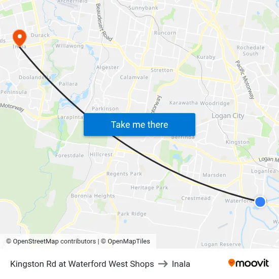 Kingston Rd at Waterford West Shops to Inala map