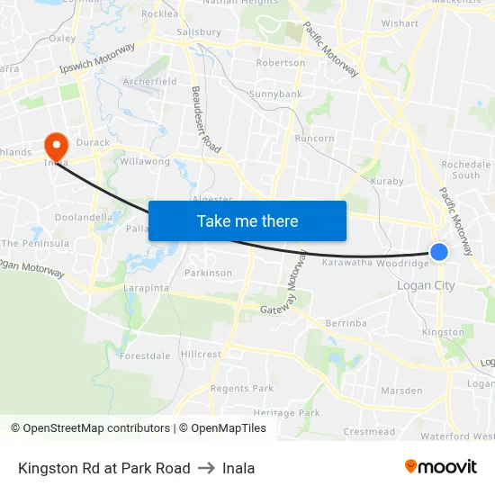 Kingston Rd at Park Road to Inala map