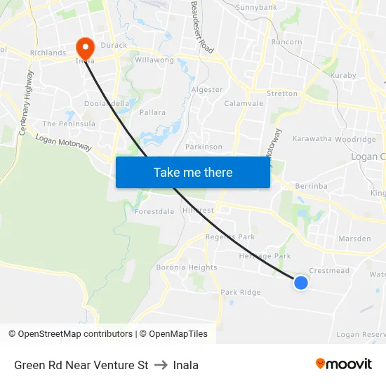 Green Rd Near Venture St to Inala map