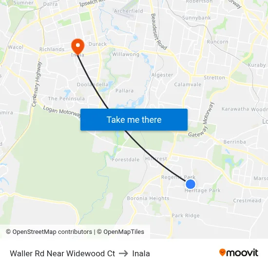 Waller Rd Near Widewood Ct to Inala map