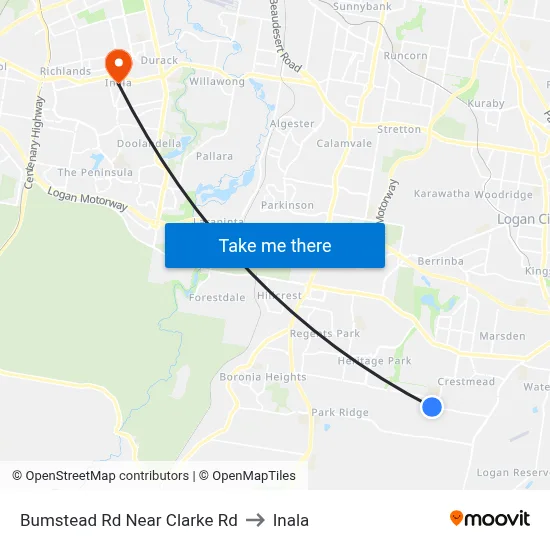 Bumstead Rd Near Clarke Rd to Inala map