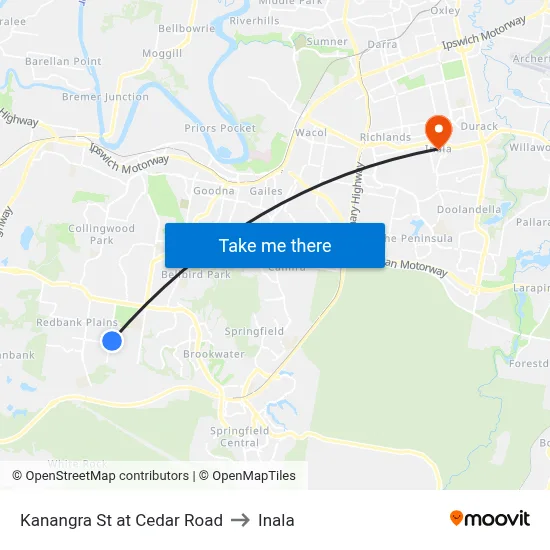 Kanangra St at Cedar Road to Inala map