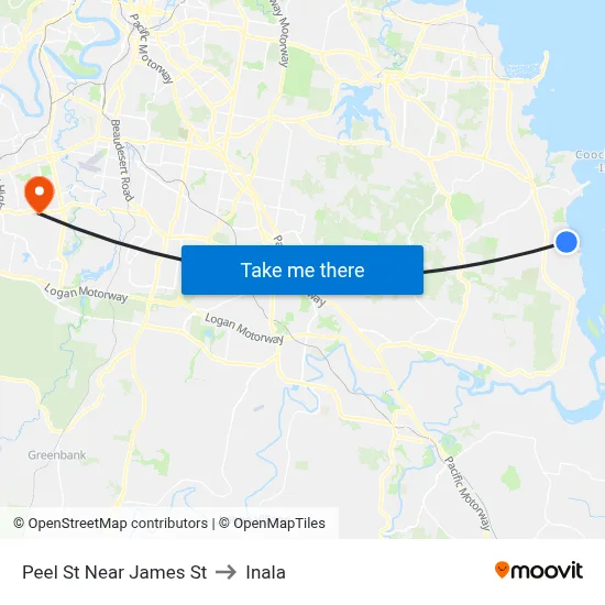 Peel St Near James St to Inala map
