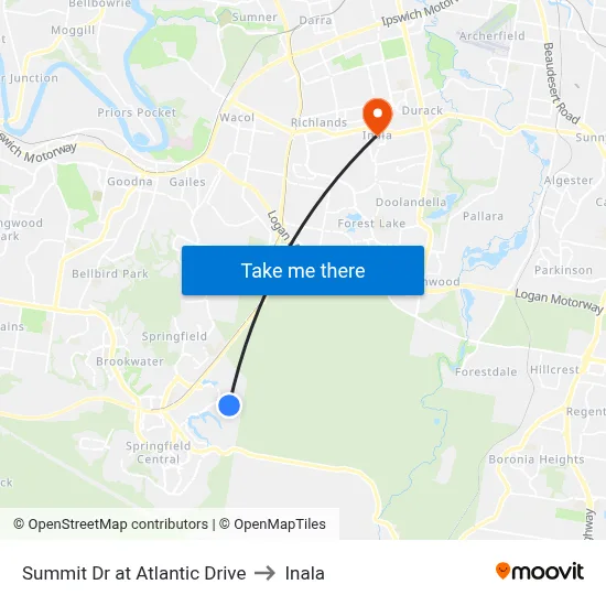 Summit Dr at Atlantic Drive to Inala map