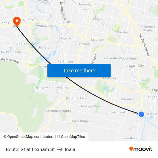 Beutel St at Lexham St to Inala map