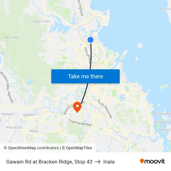 Gawain Rd at Bracken Ridge, Stop 43 to Inala map