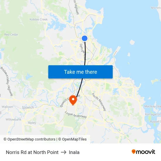 Norris Rd at North Point to Inala map