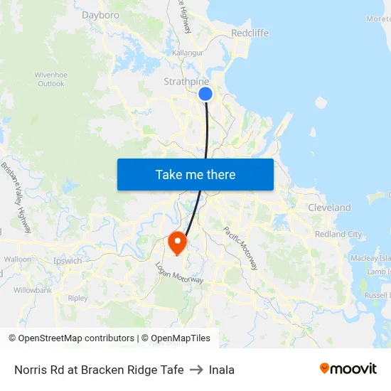 Norris Rd at Bracken Ridge Tafe to Inala map