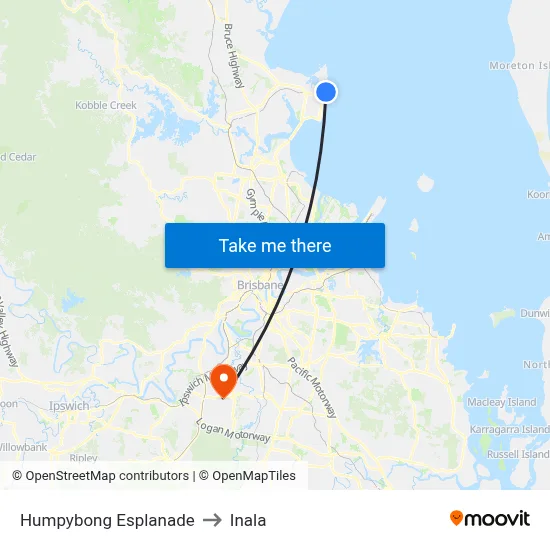 Humpybong Esplanade to Inala map