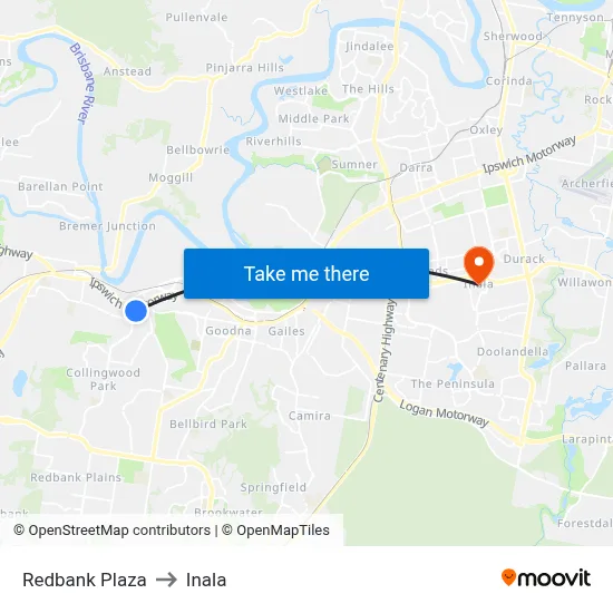 Redbank Plaza to Inala map