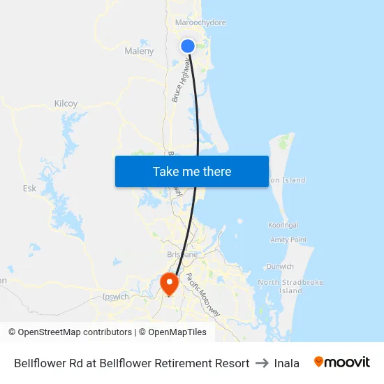 Bellflower Rd at Bellflower Retirement Resort to Inala map