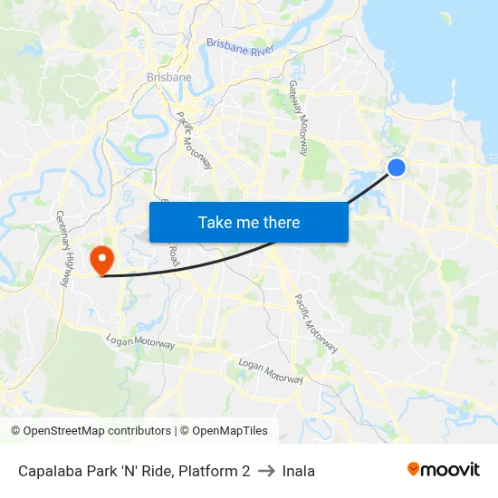 Capalaba Park 'N' Ride, Platform 2 to Inala map