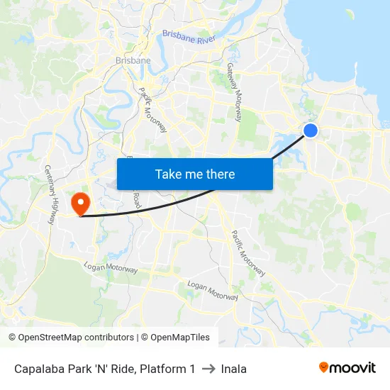 Capalaba Park 'N' Ride, Platform 1 to Inala map
