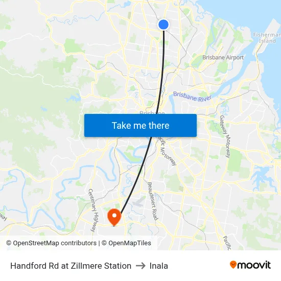 Handford Rd at Zillmere Station to Inala map