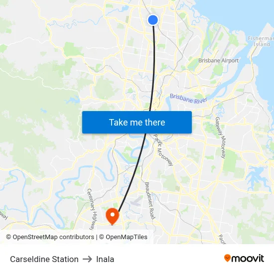 Carseldine Station to Inala map