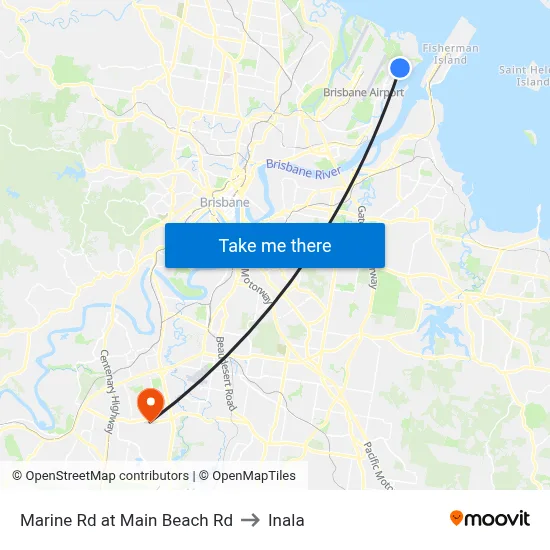 Marine Rd at Main Beach Rd to Inala map