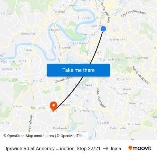 Ipswich Rd at Annerley Junction, Stop 22/21 to Inala map