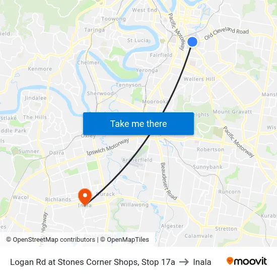 Logan Rd at Stones Corner Shops, Stop 17a to Inala map