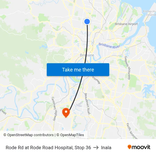 Rode Rd at Rode Road Hospital, Stop 36 to Inala map