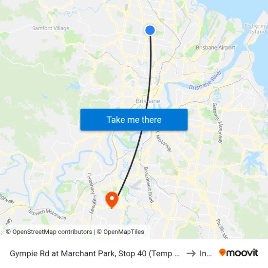 Gympie Rd at Marchant Park, Stop 40 (Temp Closure) to Inala map