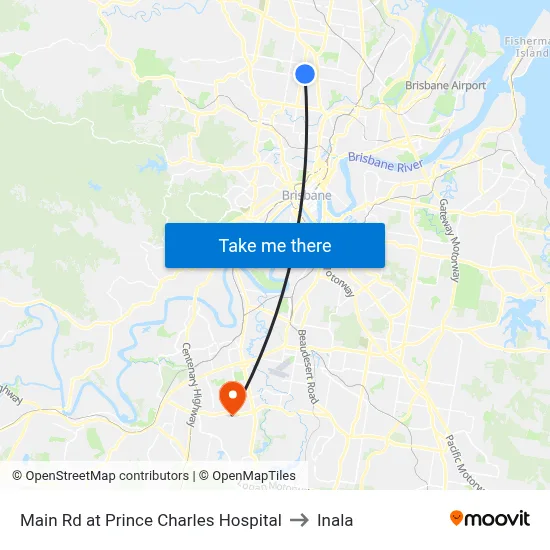 Main Rd at Prince Charles Hospital to Inala map