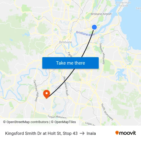 Kingsford Smith Dr at Holt St, Stop 43 to Inala map