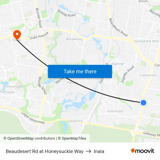 Beaudesert Rd at Honeysuckle Way to Inala map
