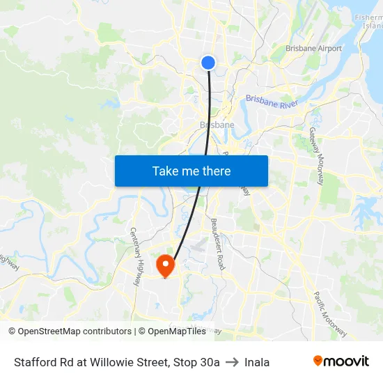 Stafford Rd at Willowie Street, Stop 30a to Inala map