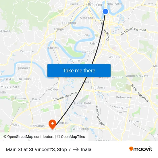 Main St at St Vincent'S, Stop 7 to Inala map
